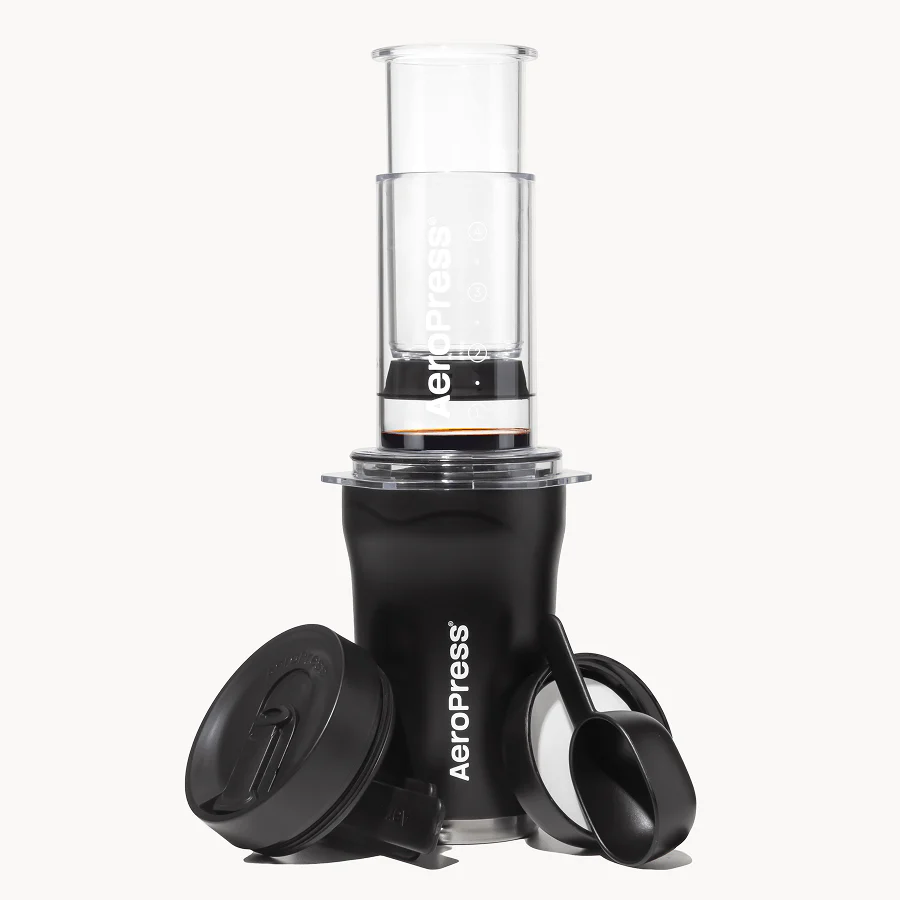 AeroPress Coffee Maker Go Plus, 3-in-1 Brewing with 16 oz Stainless Steel Travel Tumbler