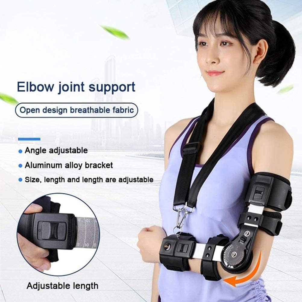 Hinged Elbow Brace, Adults Arm Elbow Splint Immobilizer Brace, Adjustable Elbow Fixator Orthosis, for Elbow Fracture Rehabilitation,Right