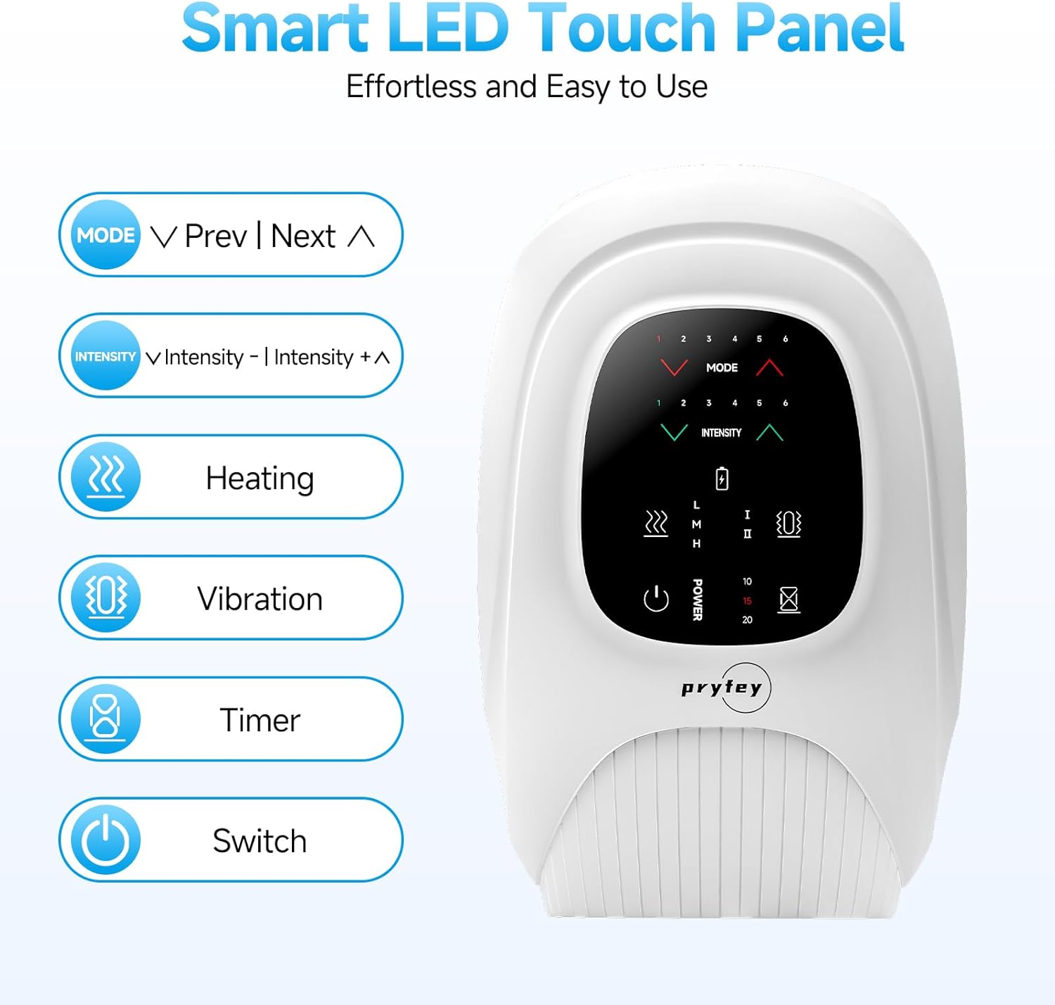 Hand Massager with Heat and Compression, Hand Massage with 2 Vibration 6 Modes 6 Intensities, Electric Hand Massager for Arthritis and Carpal Tunnel Relief, Christmas Gifts for Women Men, White