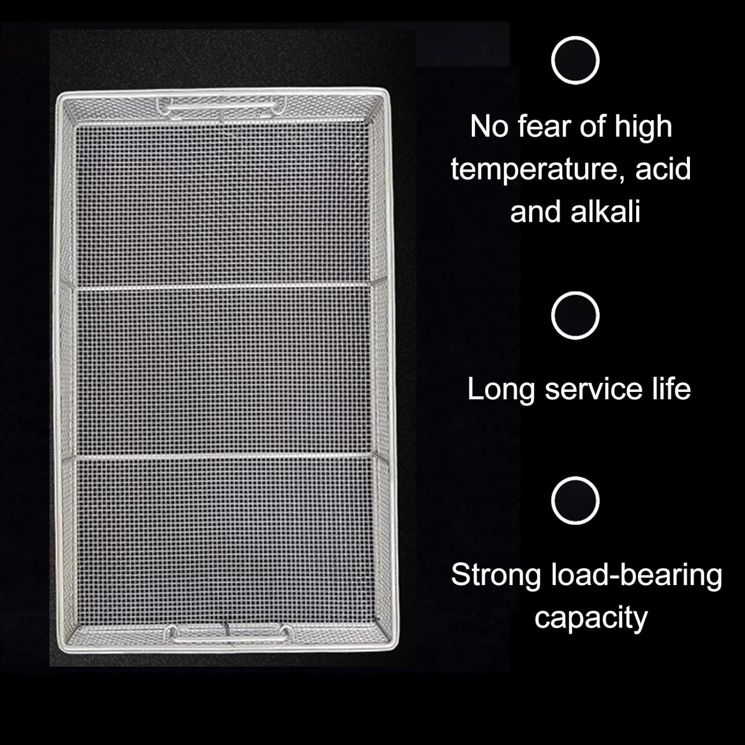304 Stainless Steel Sterilization Basket Supply Room Instruments, Small Metal Tray, Ultrasonic Cleaning Basket, Dental Trays, Mesh 0.16in,Stainless Steel Tray(15.7in*11.8in*9.8in)