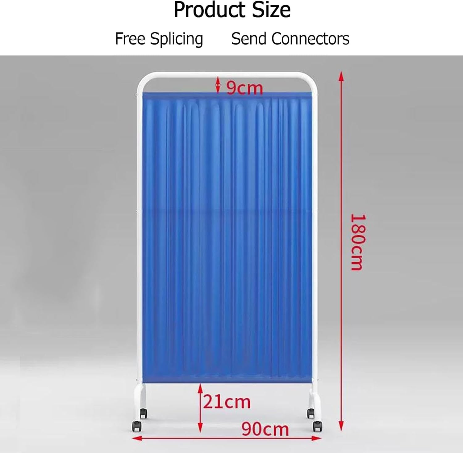 Folding Mobile Medical Privacy Screen, 3-Panel 6ft High Rolling Partition with Wheels for Clinics, Offices, and Beauty Salons - Dark Blue