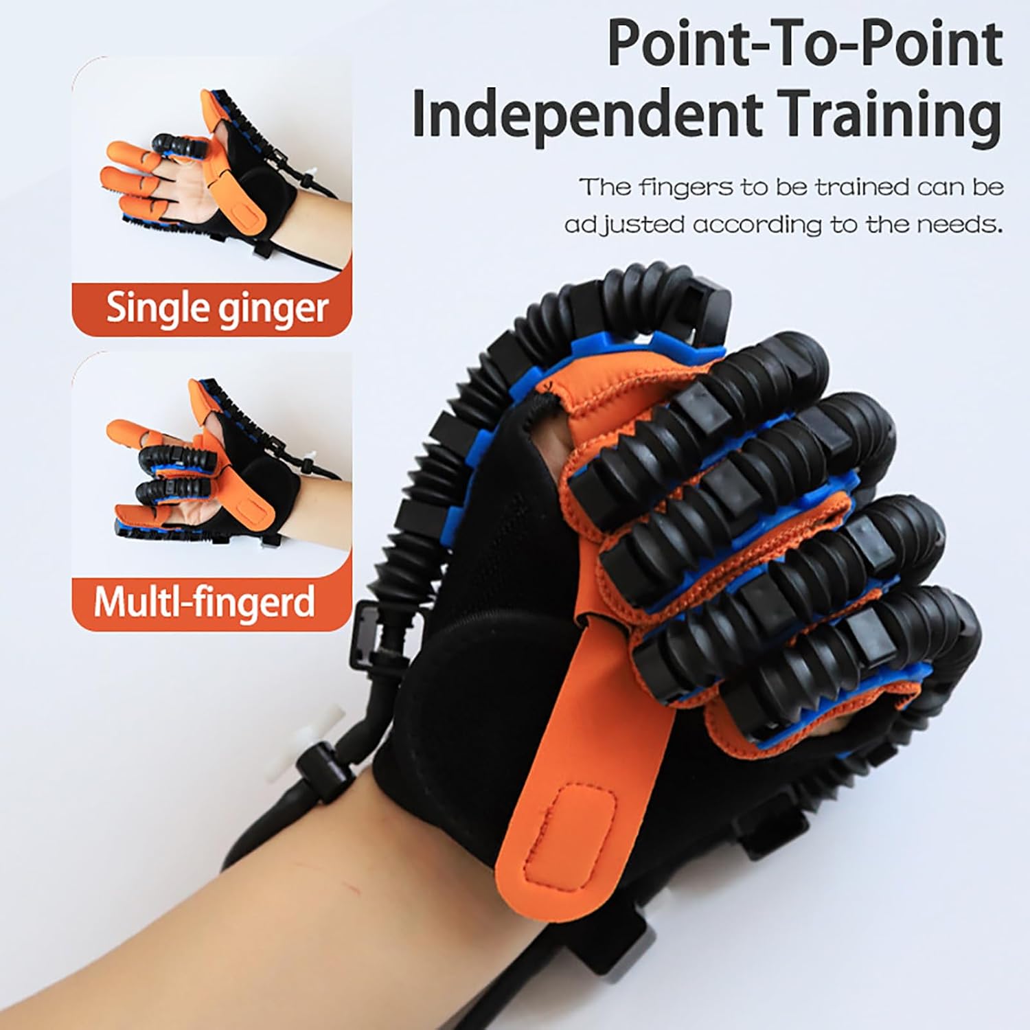 GOURIXIN Rehabilitation Robot Gloves, Five-Finger Rehabilitation Training Equipment Hand Function Exercise Flexion and Extension Electric Robot Hand for Stroke Recovery