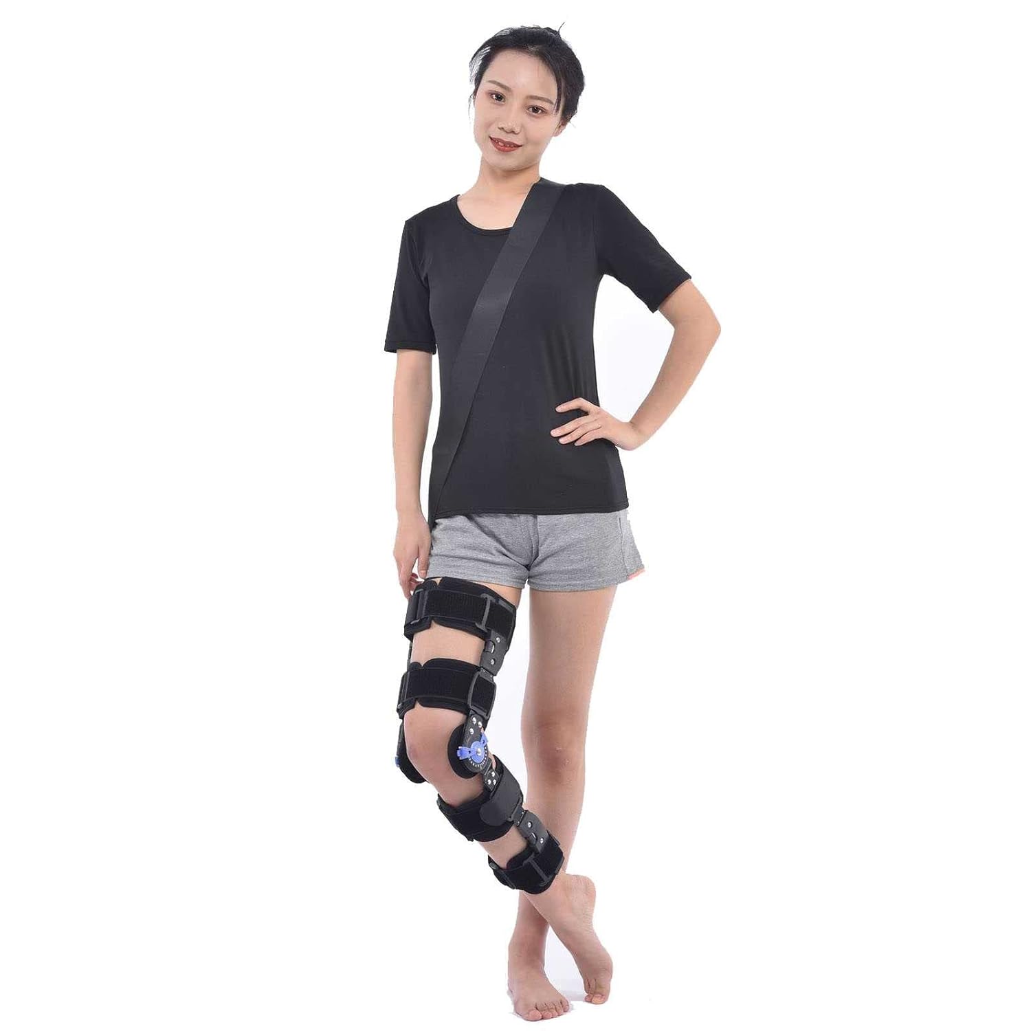 Hinged Knee Brace,Adjustable Knee Immobilizer Brace,Post Op Orthopedic Patella Knee Brace Acl MCL Pcl Injury Knee Immobilizer Brace Support Orthosis (B-One Size