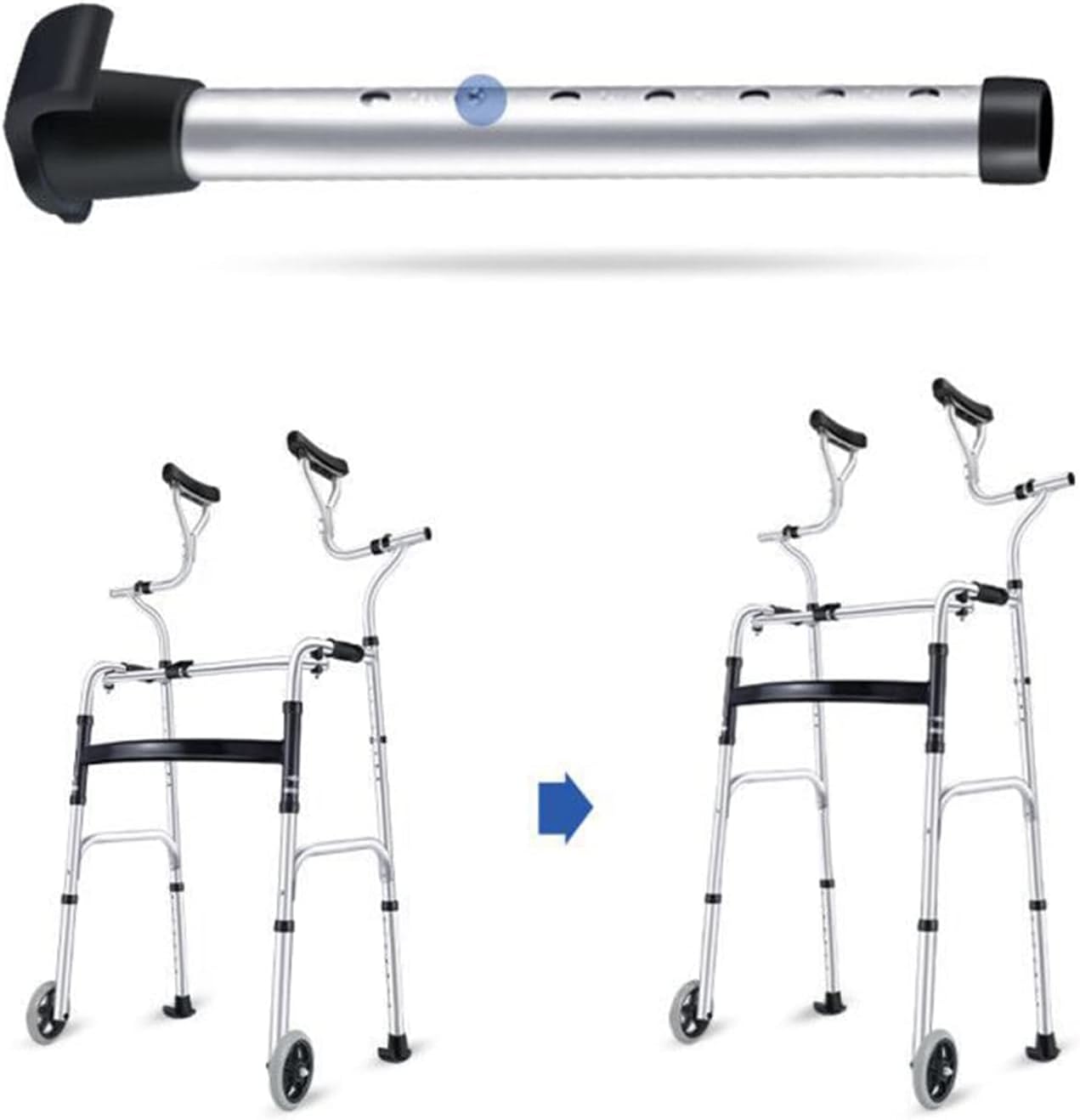 2 Wheels Walker Rollator Lightweight Folding Mobility Rolling Walker Posture Rolling Walker with Armrest Support Pad for Seniors and Adults (Size : with seat)