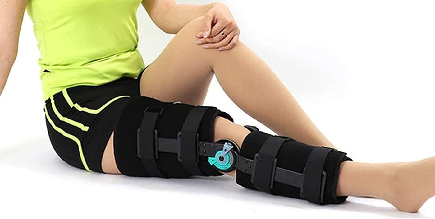 Hinged Knee Brace, Adjustable and Breathable Hinged Knee Brace with Adjustable Dials, Orthosis Stabilizer Hinged Immobilizer for Tendon Strains, Joint Pain, Injury Recovery(