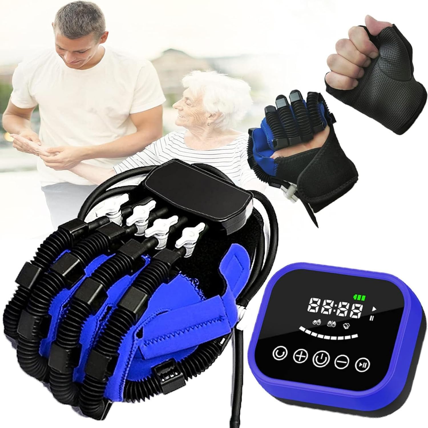 Hemiplegia Finger Rehabilitation Trainer Robot Gloves,Stroke Hand Splint Assistive Gloves for Hand Dysfunction Patients Exercise Finger Joint,Pneumatic Drive,Does Not Hurt Hands (Right XL)