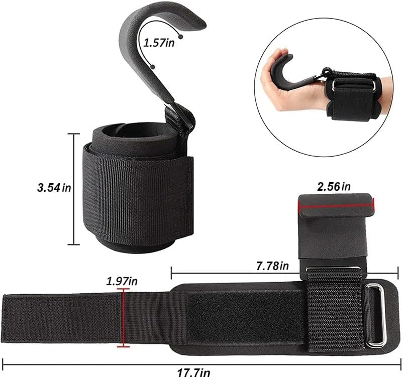 Heavy Duty Pro Pull-Up Wrist Support Metal Hooks with Neoprene Padded Power Weightlifting Training Safety Accessories
