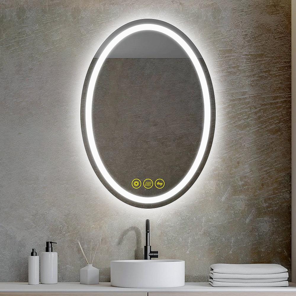 Parrot Uncle SmartReflex Oval LED Mirror Backlit 3000K-6400K Frameless Anti-Fog Dimmable Bathroom/Vanity Mirror