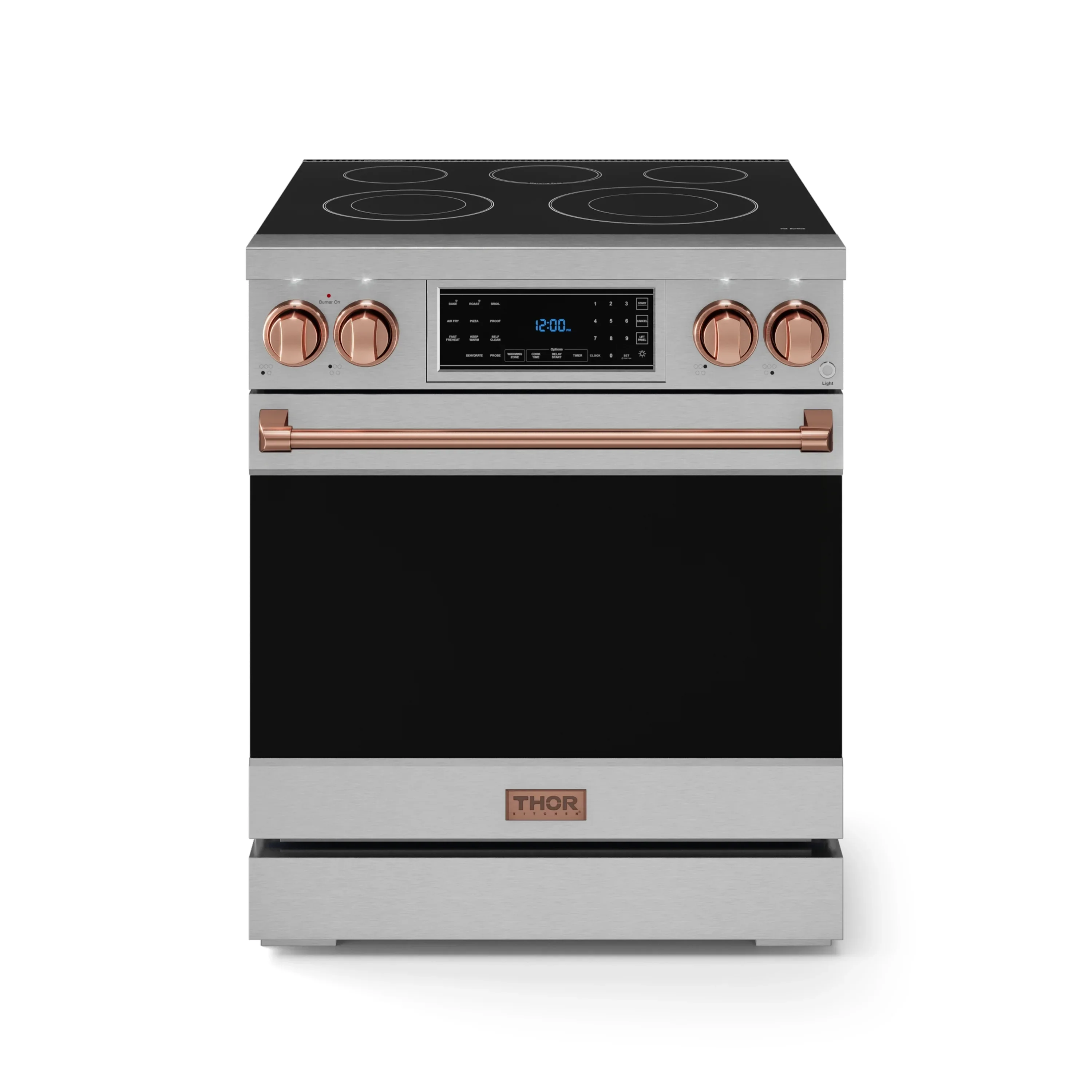 Gordon Ramsay by Thor Kitchen 30-Inch Professional Electric Range with Tilt Panel Touch Control and 6.0 Cu. Ft. Oven with Air Fryer and Self Clean in Stainless Steel with Rose Gold Trim (RSE30-RSG)