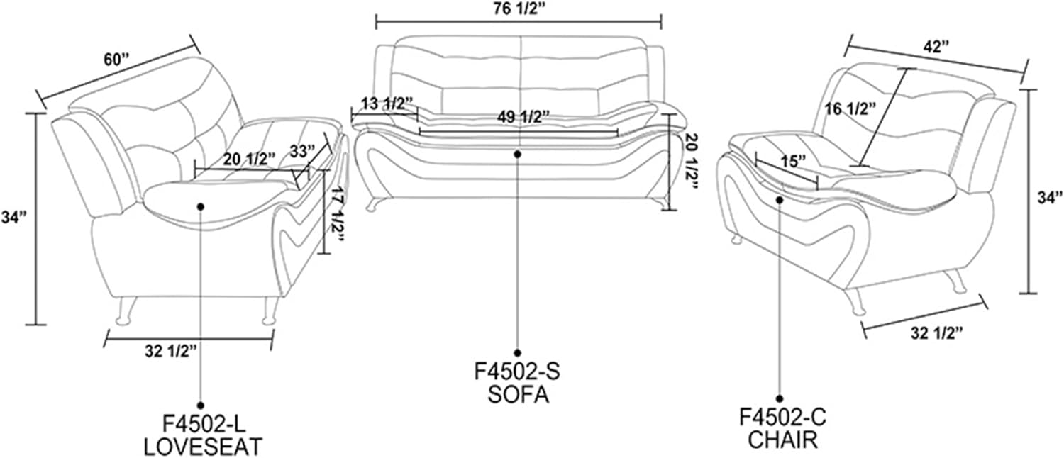 Leather Living Room Sofa Set, Equipped with Metal Leg Support Pillow Top Armrests, Perfect for Living Rooms, Offices, and Lounges (A-Black, Chair)