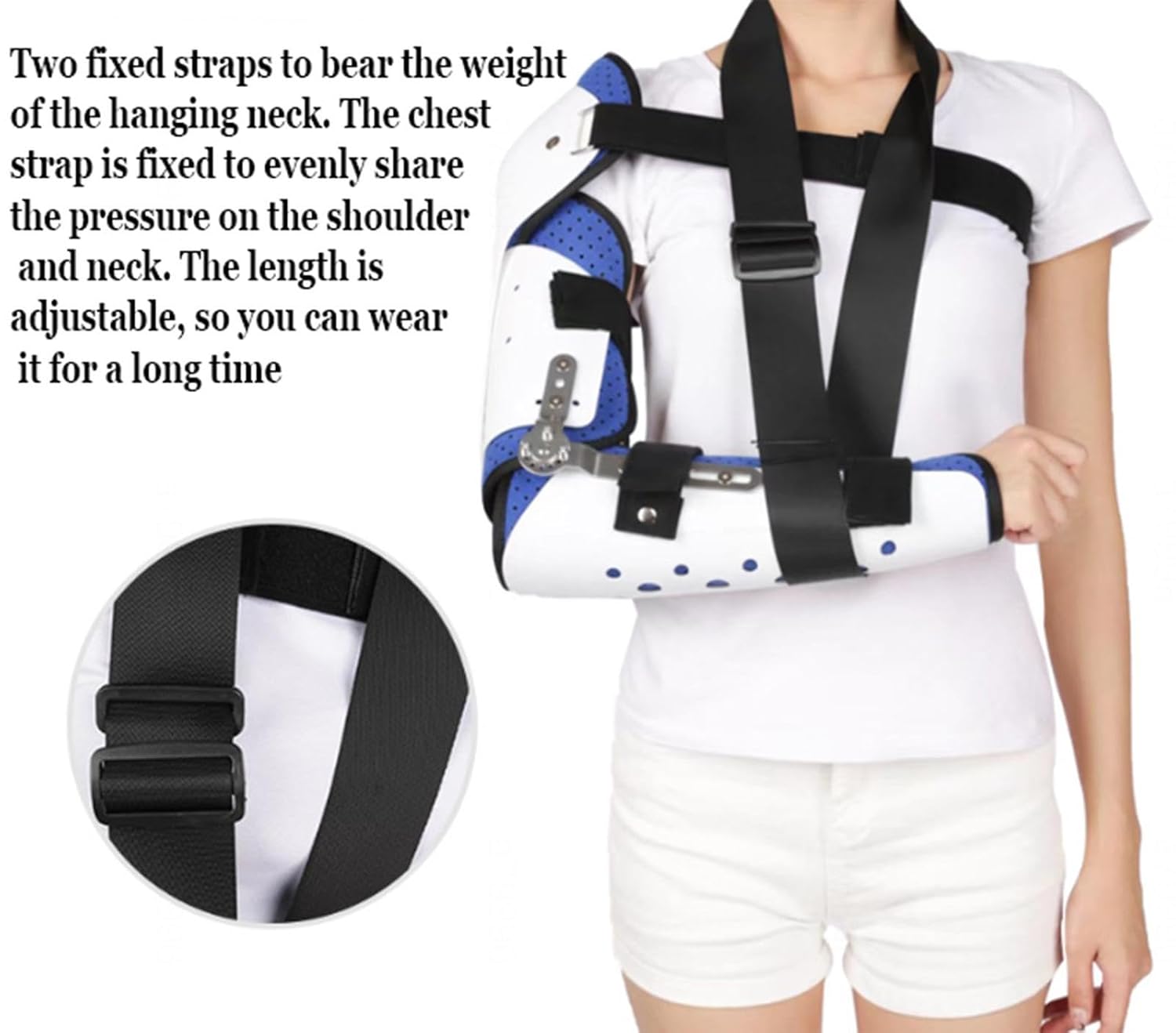 ROM Hinged Elbow Brace Adjustable Elbow Splint,Post OP Arm Immobilizer with Shoulder Sling Stabilizer,Cubital Tunnel Syndrome Physical Therapy and Recovery,for Sleep and Wo(Right