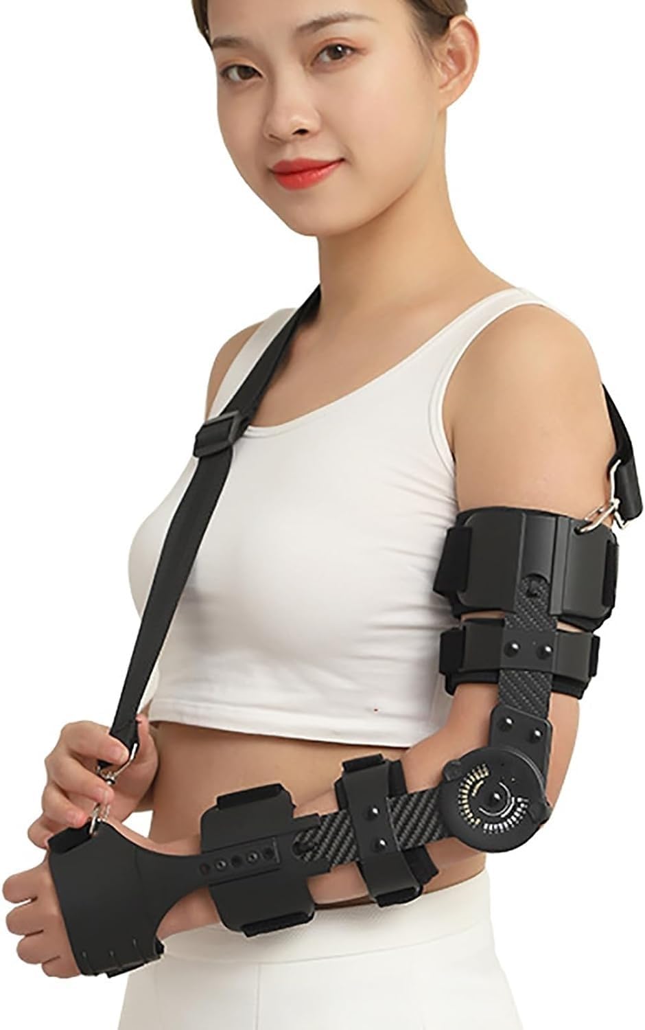 Arm Injury Recovery Brace Hinged Adjustable Elbow Brace Adjustable Length Open Design Precision Dial, Comfortable And Breathable With Non-slip Shoulder Strap For Arm Fracture Recover (Size : Right ar