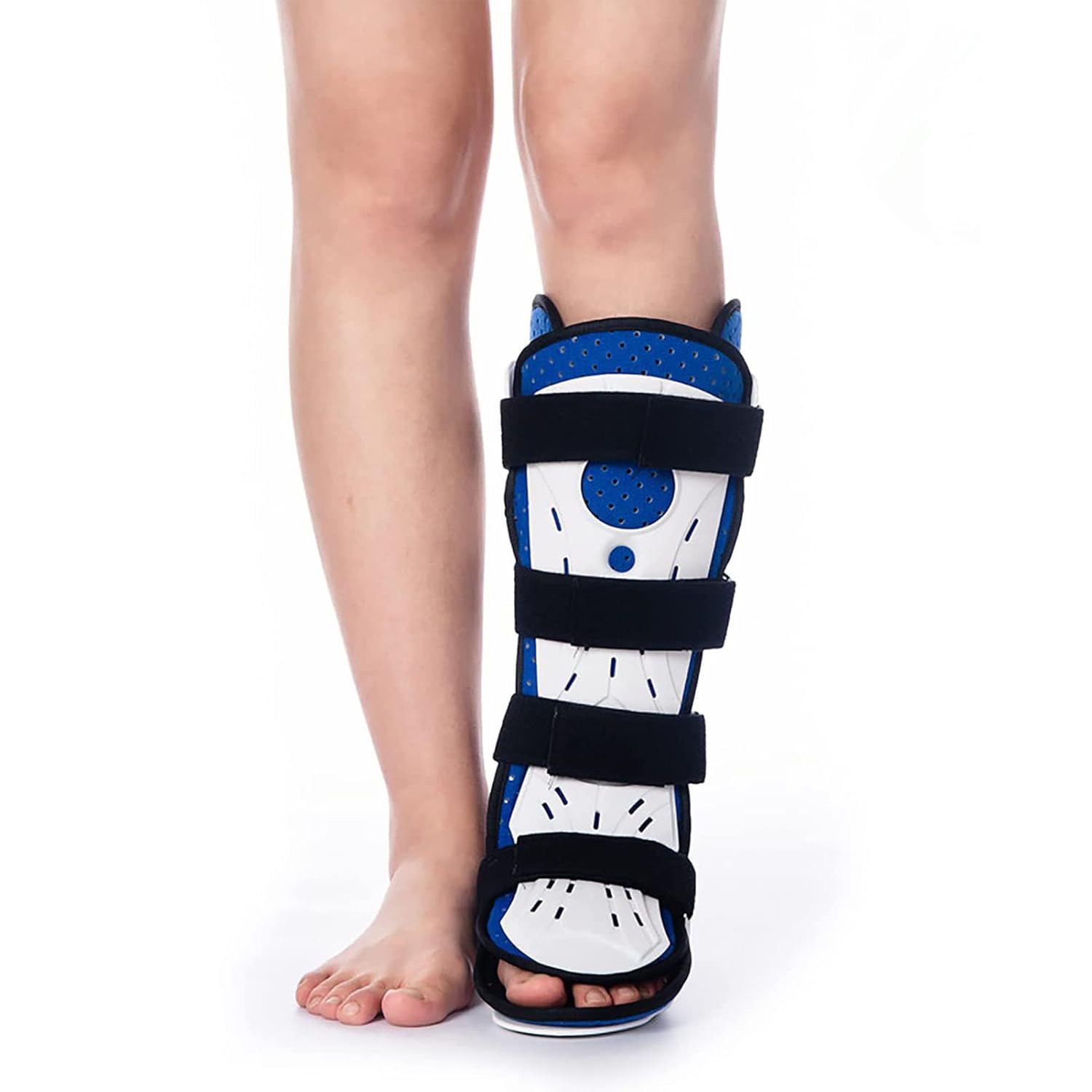 Ankle Support Brace, Fracture Boot Short Ankle Foot Drop AFO Brace Orthosis Splint with Front Protection Plate for Ankle Foot Injuries Sprain Broken, Calf Ankle Foot Orthosis