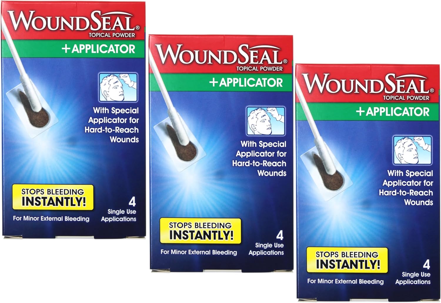 WoundSeal Powder for Nosebleeds + Applicator, 4 Each (Pack of 3)