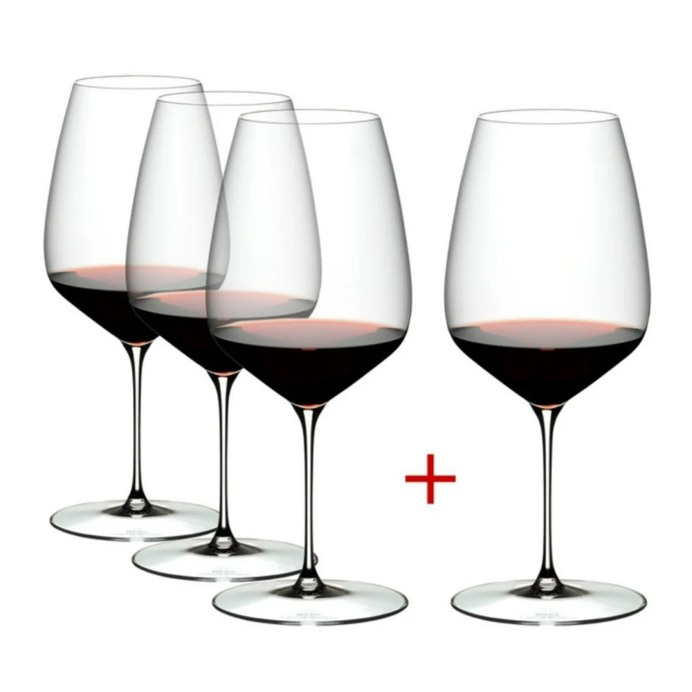 RIEDEL Veloce Cabernet and Merlot 4 Pack Crystal Clear Diamond Shaped Glass