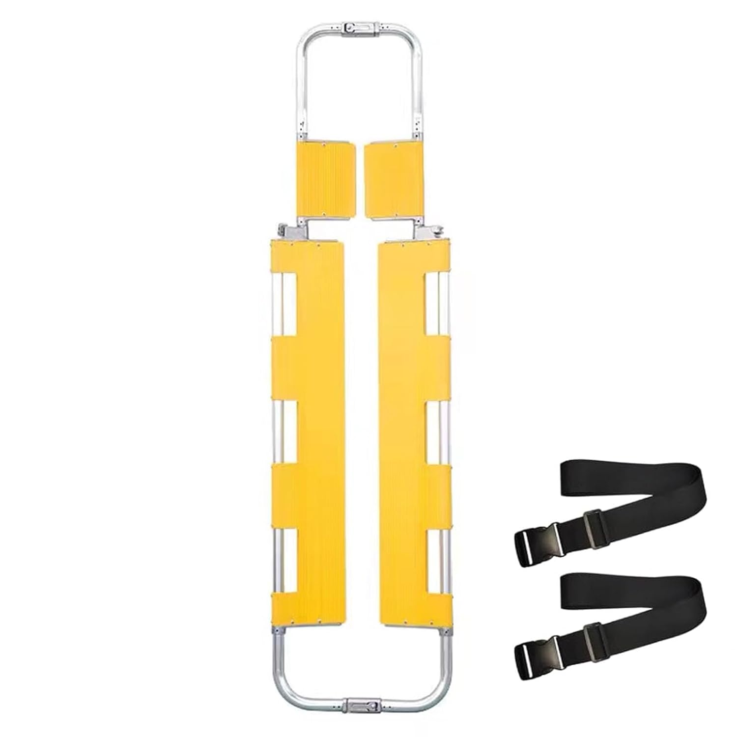 Adjustable Length Aluminum Alloy Scoop Stretcher Foldable Medical Stretcher with Safety Strap Left Right Sides Can Be Separated Suitable for Accident Scenes and Sudden Illnesses Yellow