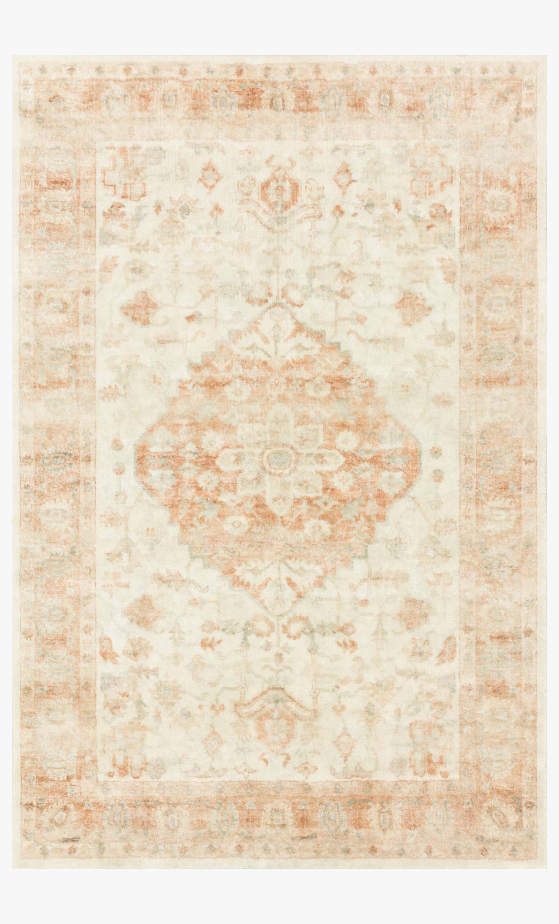 Loloi II Rosette Collection - Traditional Power Loomed Rug in Ivory & Terracotta (ROS-03)