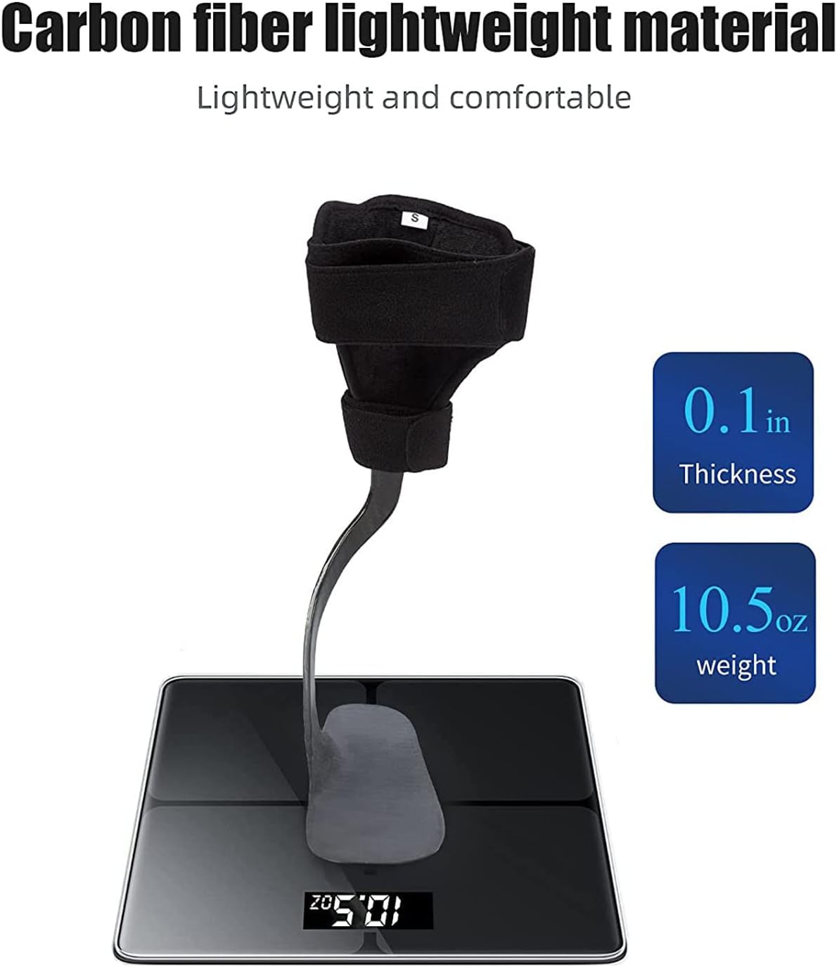 Carbon Fiber AFO Foot Drop Bracket, AFO Foot Drop Brace Ankle Foot Orthosis, for Foot Drop, Stroke, Hemiplegia, Tendon and Calf Stretching, Gait Assist Support Bracket (Right-S