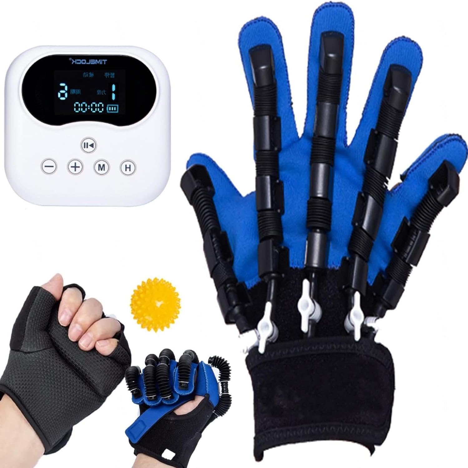 Rehabilitation Gloves Finger Orthoses Finger Straightening Brace Guard for Stroke Hemiplegia Hand Function Recovery Relief Finger Cramps,Left-XL