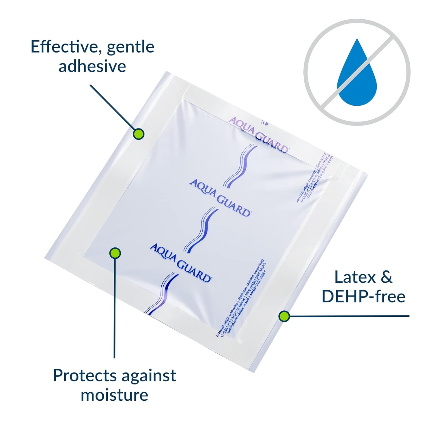 TIDI 50015-CSE AquaGuard Sheet – 9” x 9” – (Area of Coverage: 7” x 7.5”) – Shower Protection Sheet – Self-Adhesive Moisture Barrier – Wound Cover for Showering – 98 Sheets – Home Medical Supplies