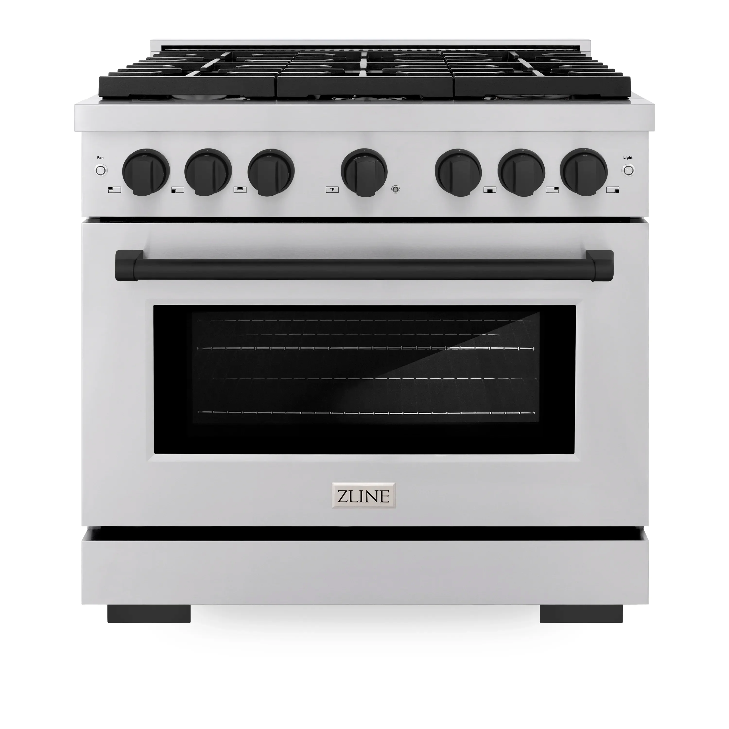 ZLINE Autograph Edition 36-Inch 5.2 cu. ft. Paramount Dual Fuel Range with 6 Burner Gas Cooktop and Electric Convection Oven in Stainless Steel with Matte Black Accents (SDRZ-36-MB)