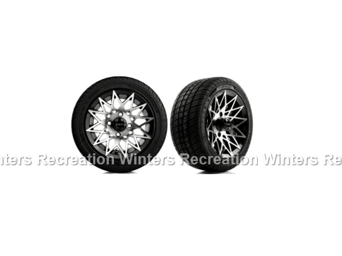 Club Car Onward, 12′′ Machined Gloss Black Athena Wheel with 205/40-R12 SBR Tire