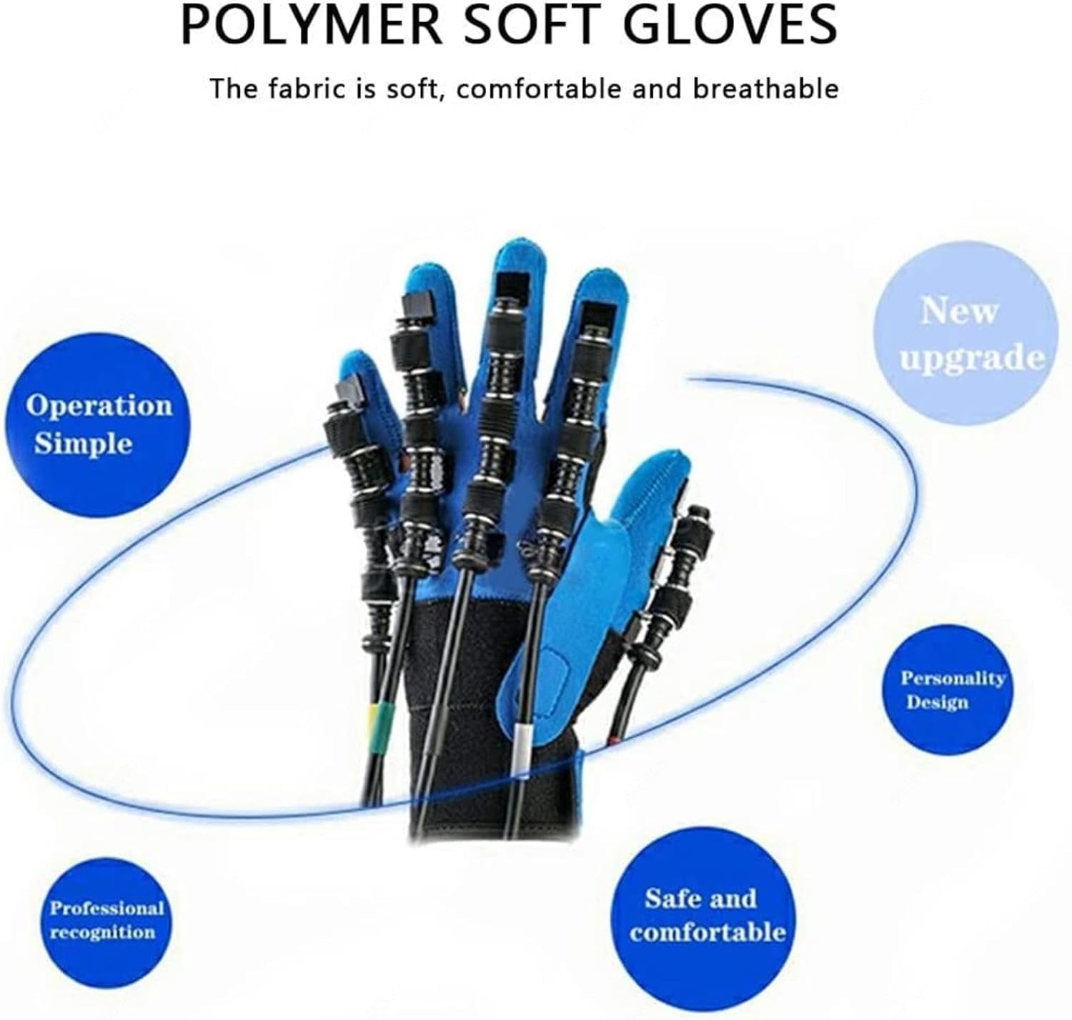 Stroke Hand Splint Assistive Gloves Hand Dysfunction Patient Training Device with Single Finger Training and Mirror Mode,Left-M