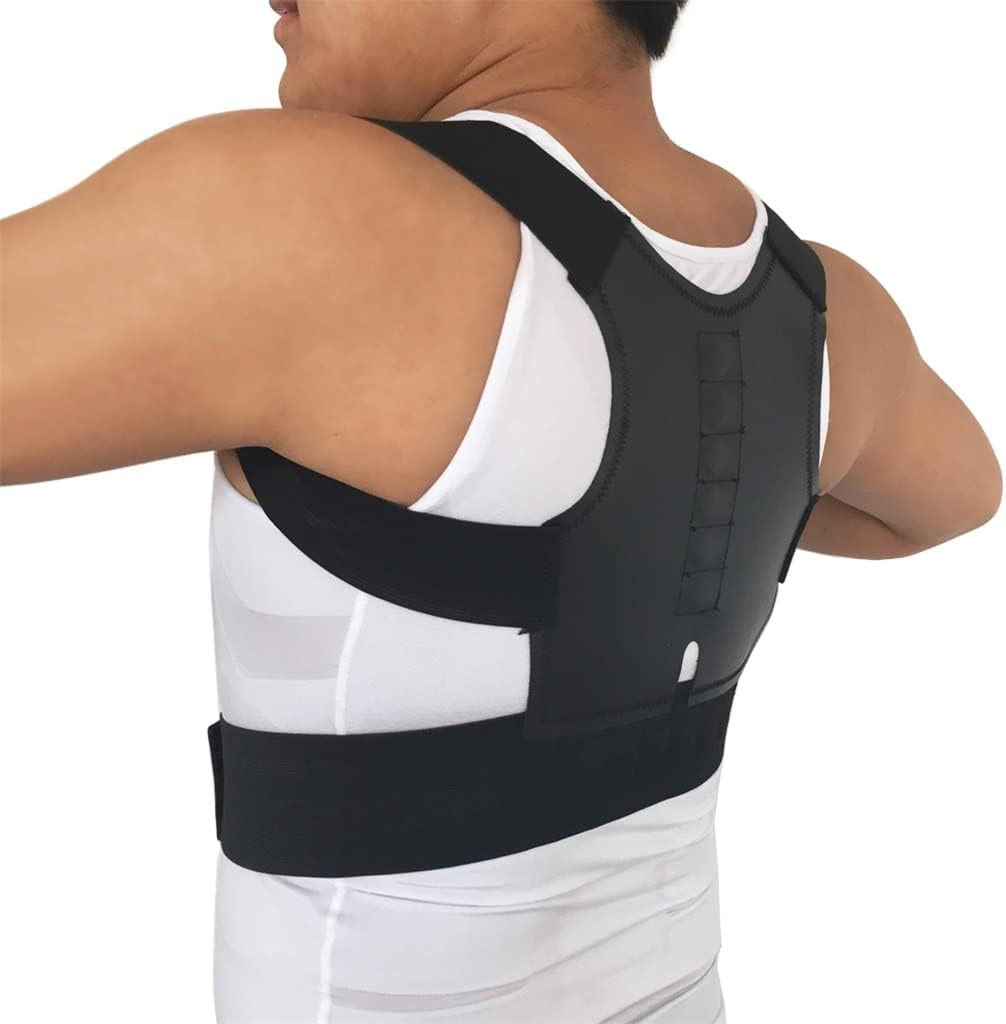 Shoulder Straightener Correcting Kyphosis Scoliosis Lower Back Brace Lumbar Support Elastic Adjustable Belt Men(XXL Code)