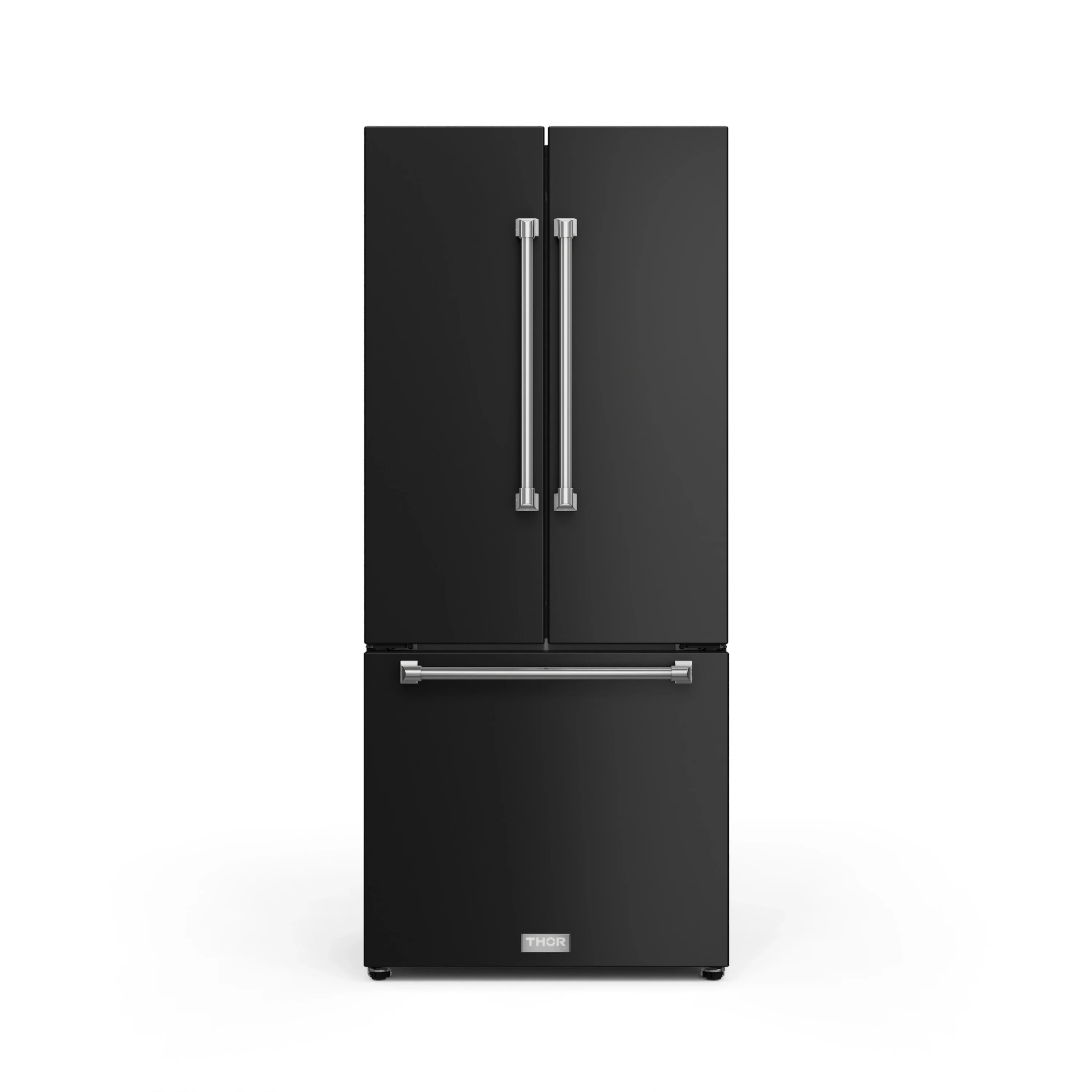 Gordon Ramsay by Thor Kitchen 30-Inch 17.5 cu ft French Door Counter Depth Refrigerator with Ice Maker in Black with Stainless Steel Trim (RF3017FFD00-SS)