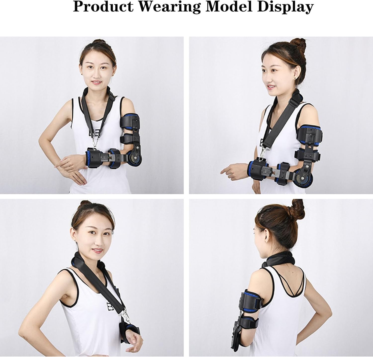 Hinged Elbow Brace Adjustable Splint & Shoulder Strap Adjustable Post Elbow Brace with Sling Stabilizer Splint Arm Injury Recovery Support After Surgery,Right-Left