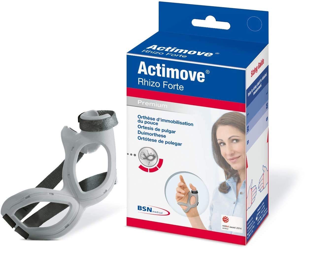 Actimove Professional Line Rhizo Forte Thumb Brace, Left, Gray, Medium