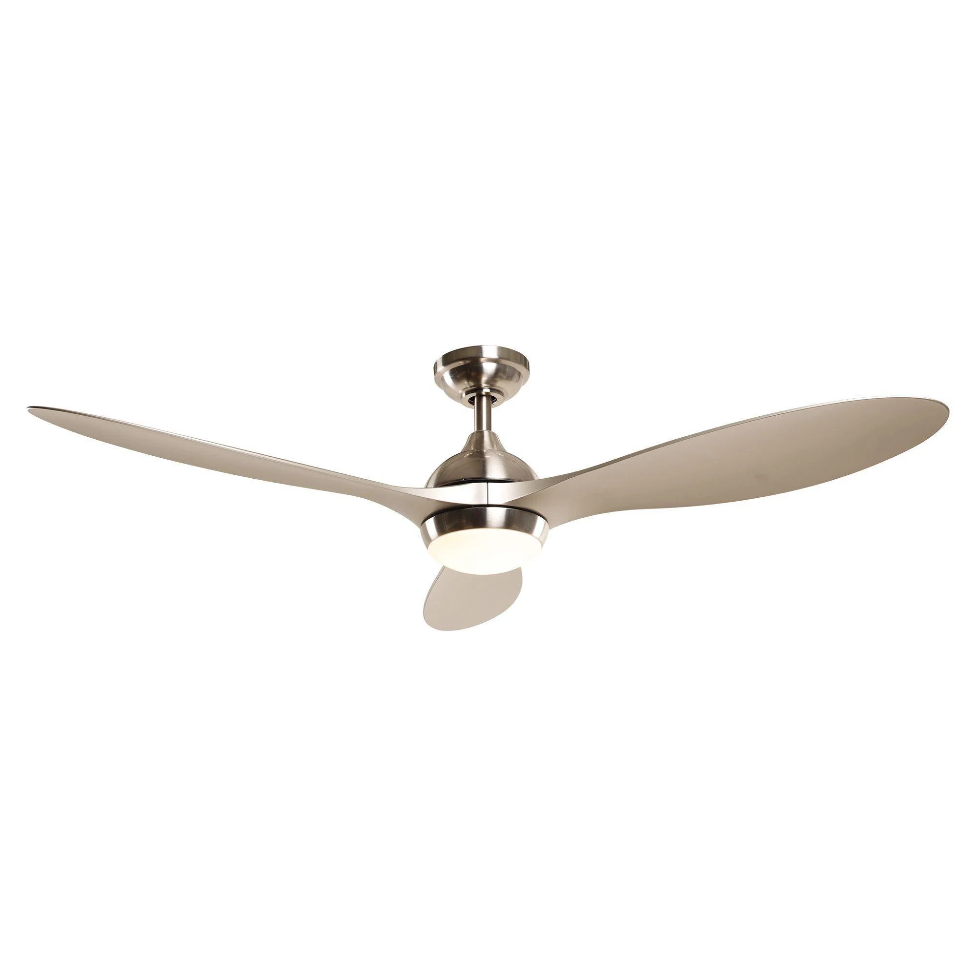 Parrot Uncle 56-Inch Bernardino Modern Brushed Nickel DC Motor Downrod Mount Reversible Ceiling Fan with Lighting and Remote Control (BBHTD20166E)