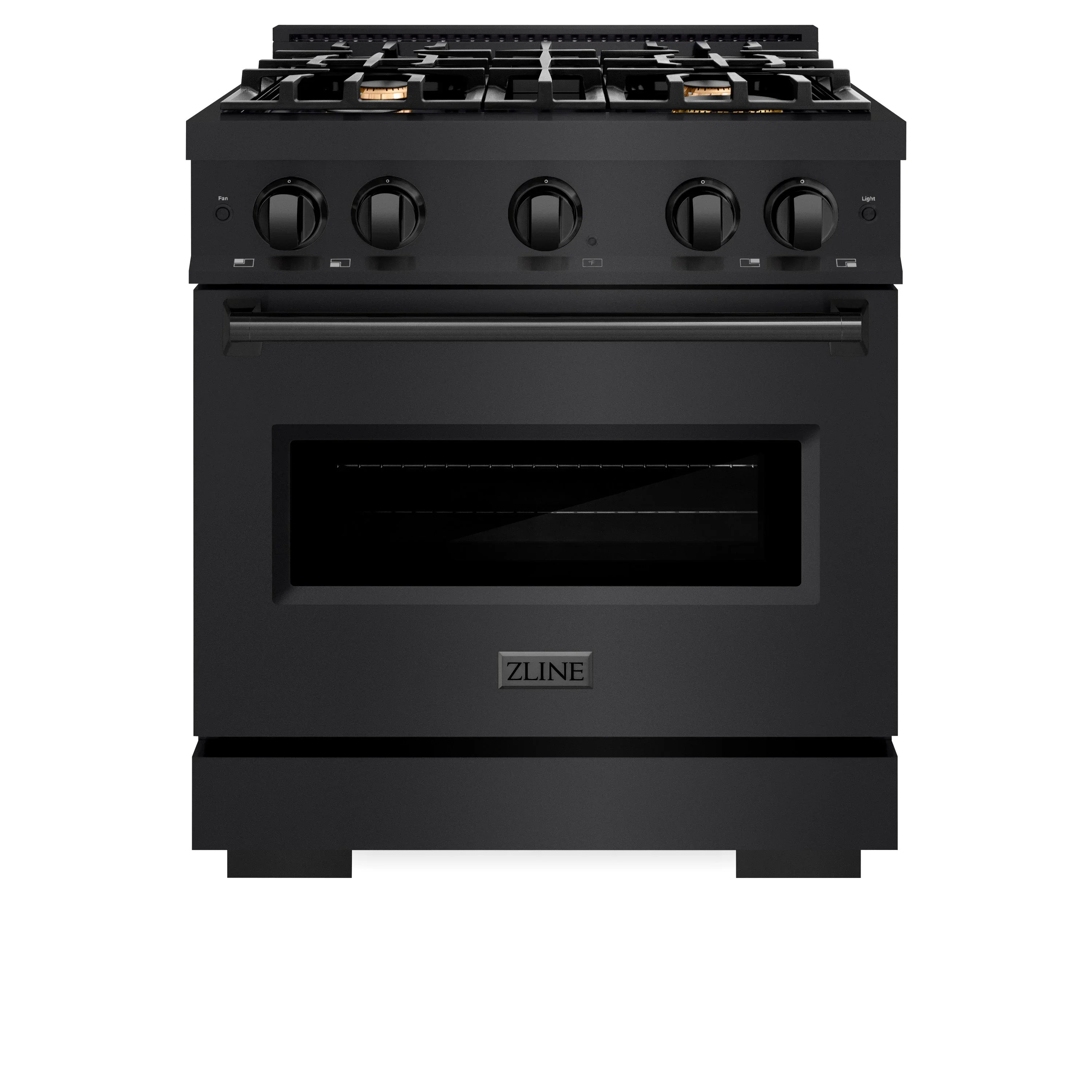 ZLINE 30-Inch Classic Series Dual Fuel Range with 4 Gas Burner Cooktop and 4.2 Cu. Ft. Electric Convection Oven in Black Stainless Steel with Brass Burners (CDRB-BR-30)