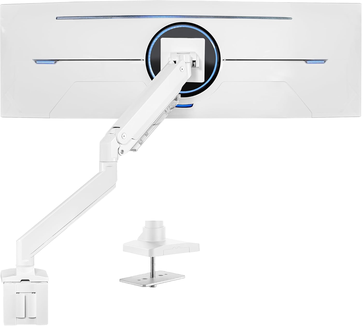 VIVO Premium Aluminum Heavy Duty Monitor Arm for Ultrawide Monitors up to 49 inches and 33 lbs, Single Desk Mount Stand, Pneumatic Height, Max VESA 100x100, White, STAND-V101G1W