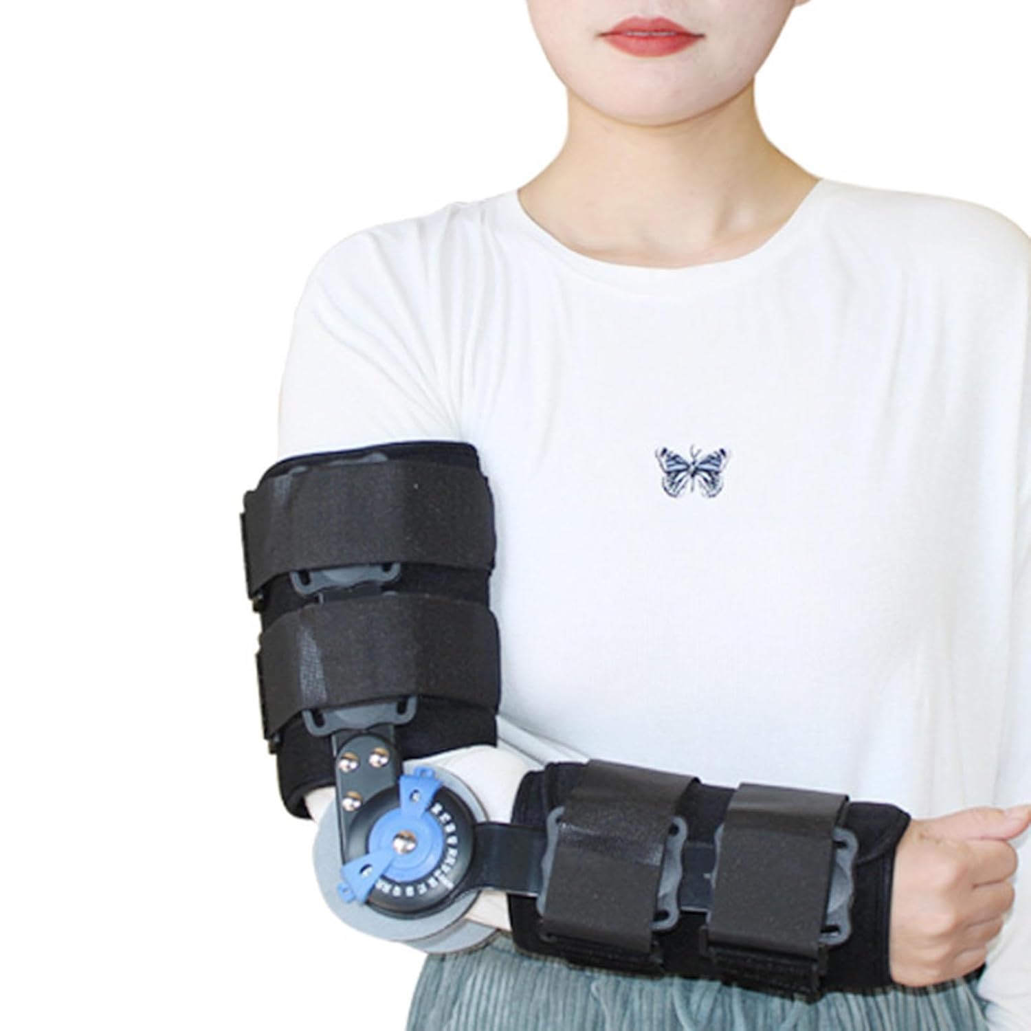 One Size Articulated Elbow Splint Universal Elbow Stabilizer for Left and Right Arm, Elbow Brace Immobilizer with Strap