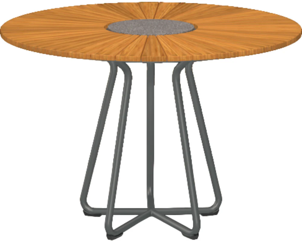 Houe CIRCLE Dining Table with Bamboo Lamellas (Gray Aluminum Legs,Granite Stone)
