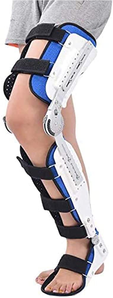 HUANGJUN Hinged Knee Foot Support Brace,Adjustable Post Op Orthosis Immobilizer Protector, Full Leg Stabilizer Knee Orthosis Splint