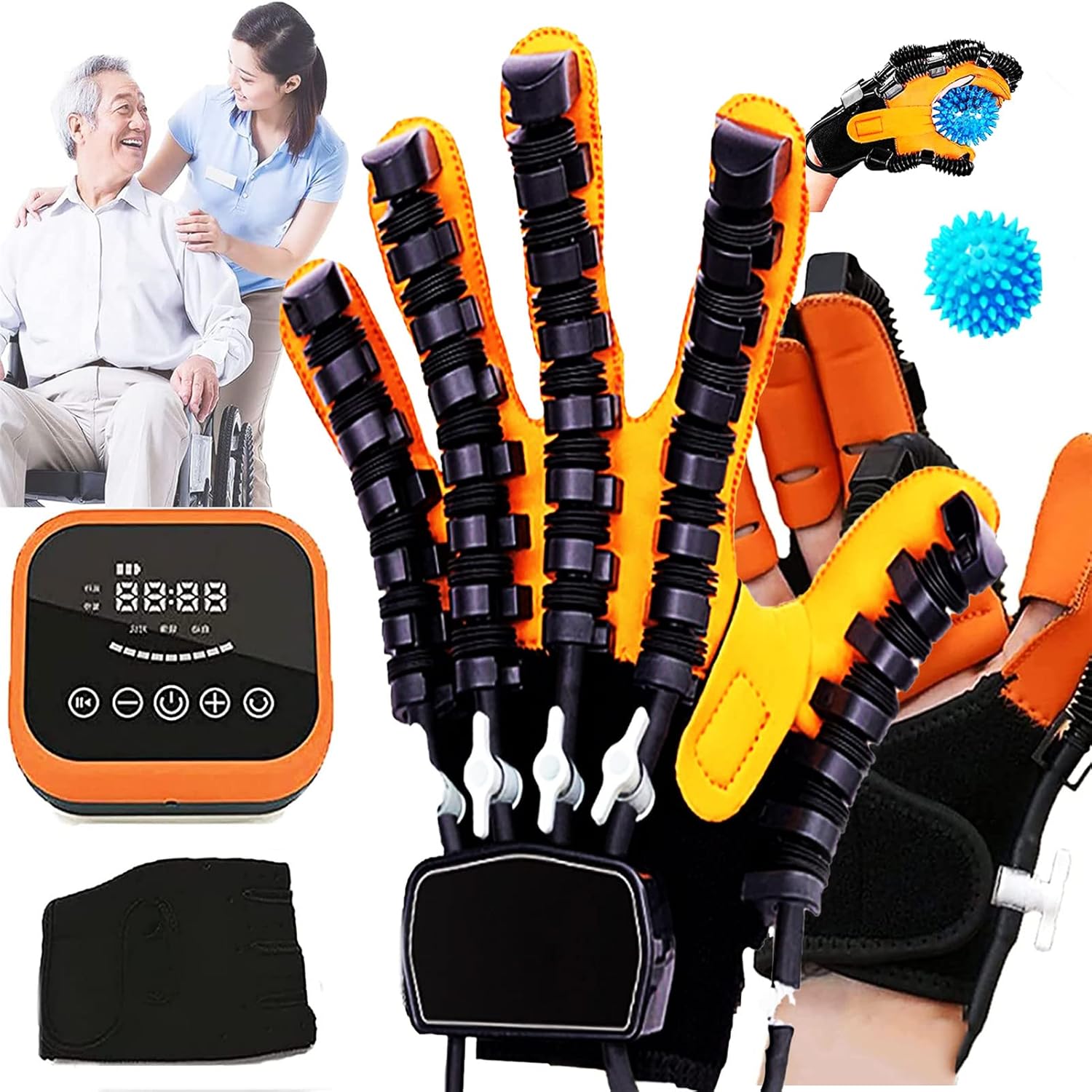 Rehabilitation Robot Gloves,Finger Training Rehab Orthotics Rehabilitation Gloves,Self-Training Rehabilitation Robot Gloves for Stroke Hemiplegia Patients Finger Flexion,M,Right Hand