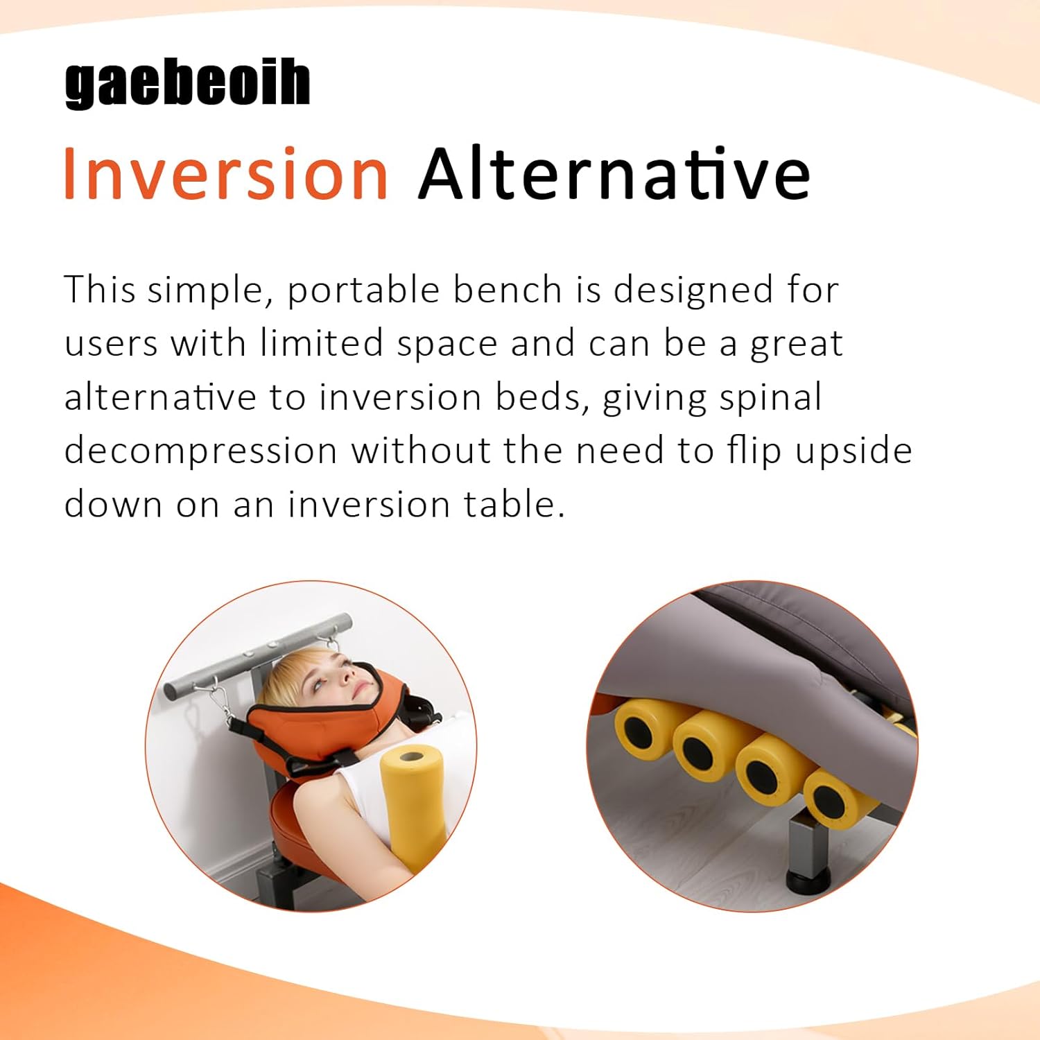 Inline Back Stretch Bench, Cervical Traction Full Body Stretching Device Lumbar Alleviate Table & Knee Decompression Stretcher Realign Vertebrae Straight Back Extension Bench for Tension Relief Home
