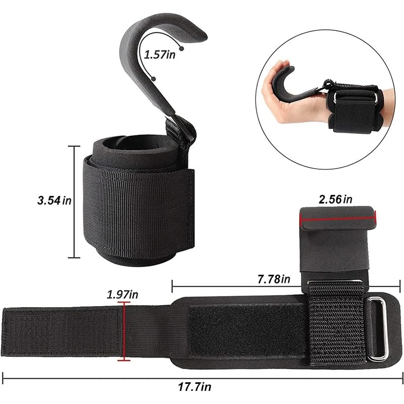 Heavy Duty Pro Pull-Up Wrist Support Metal Hooks With Neoprene Padded Power Weightlifting Training Safety Accessories