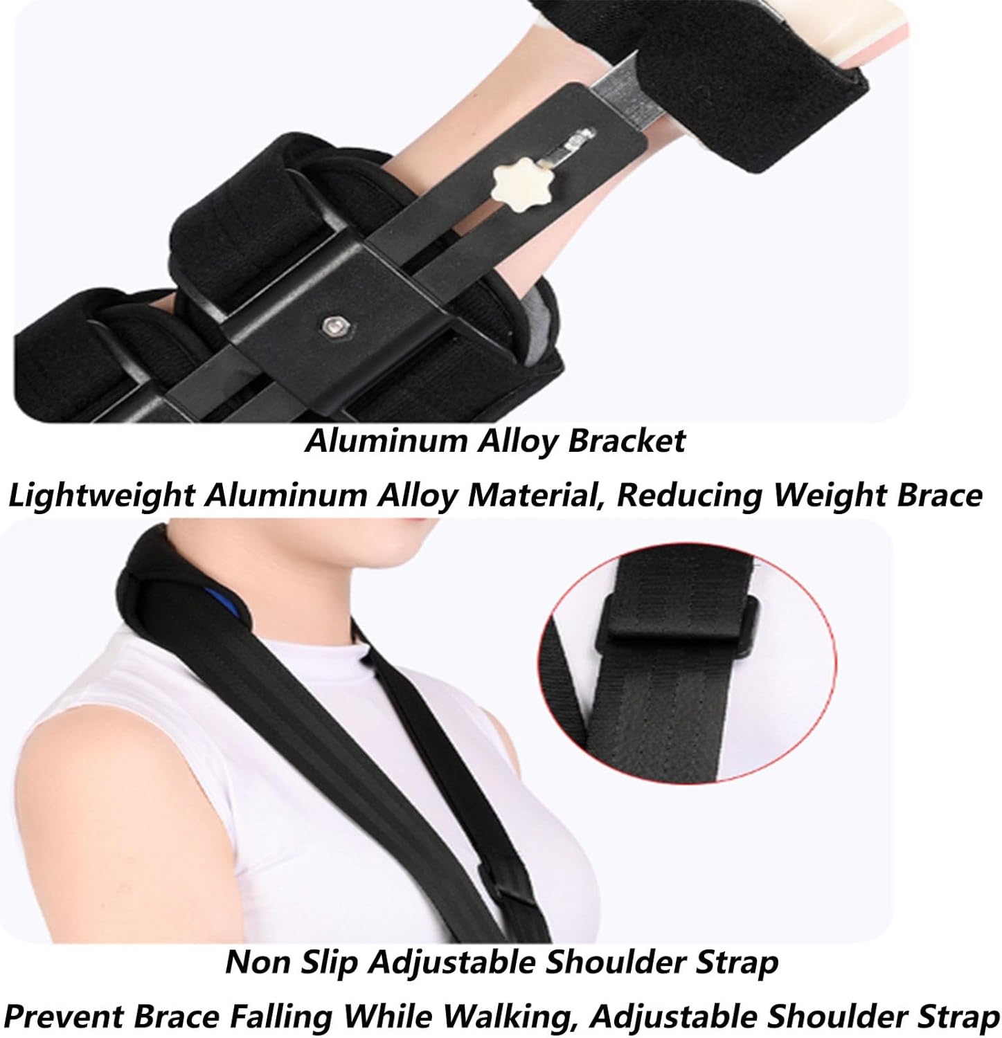 SFKLYU Hinged Elbow Brace Adjustable Telescoping Post Op Arm Splint with Sling Stabilizer for Post Elbow Brace Stabilizer Splint Recovery Support,Left