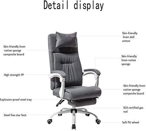 Executive Swivel Adjustable Swivel Office Desk Chair with Armrests Lumbar Support Desk Ergonomic Chair Home Office Chair with Footrest Backrest Boss Chair Reclining Swivel Chair (Grey)