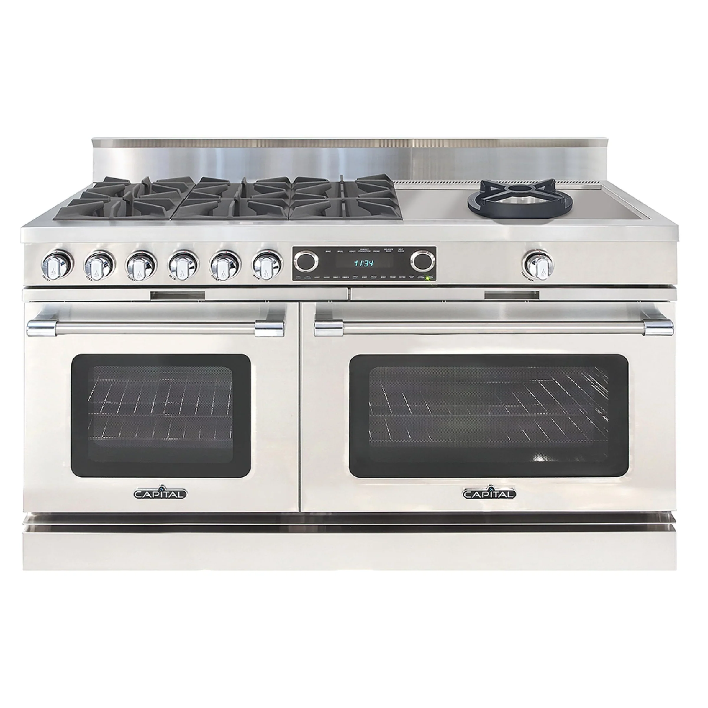 Capital 60-Inch Grand Chef Dual Fuel Range in Stainless Steel with 6 Open Burners & 24-Inch Open Power Wok (COB606CW)