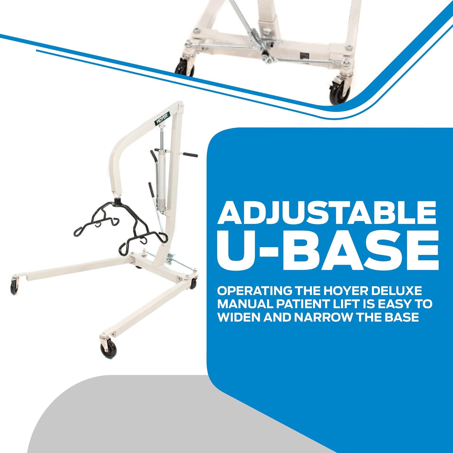 Hoyer Joerns HML400 Classic Manual Patient Lift with Pump Handle | Safe Working Load 400 lbs.| Ergonomic Pump Handle | Adjustable U-Base