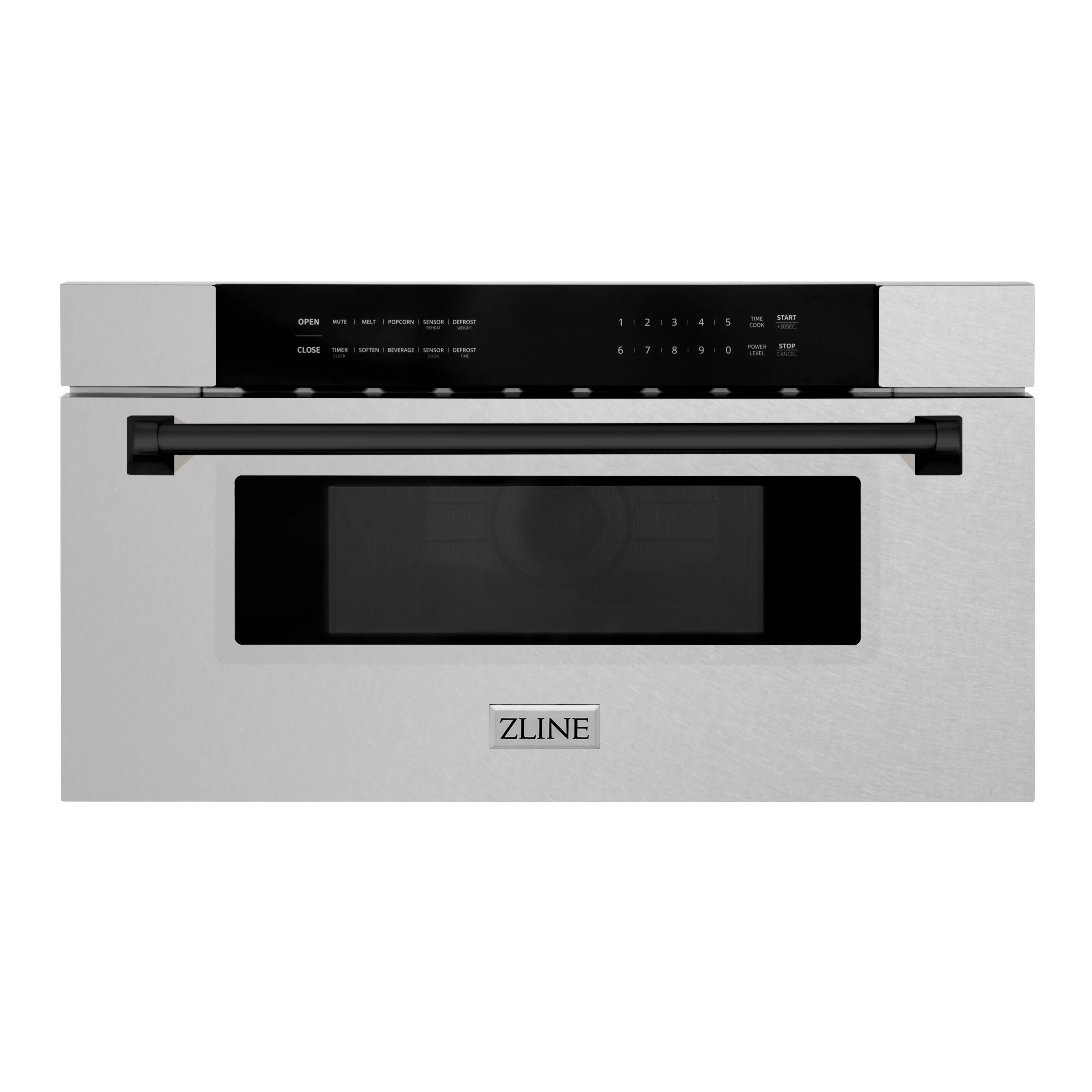 ZLINE Autograph Edition 30-Inch 1.2 cu. ft. Built-In Microwave Drawer in Fingerprint Resistant Satin Stainless Steel with Matte Black Accents (MWDZ-30-SS-MB)