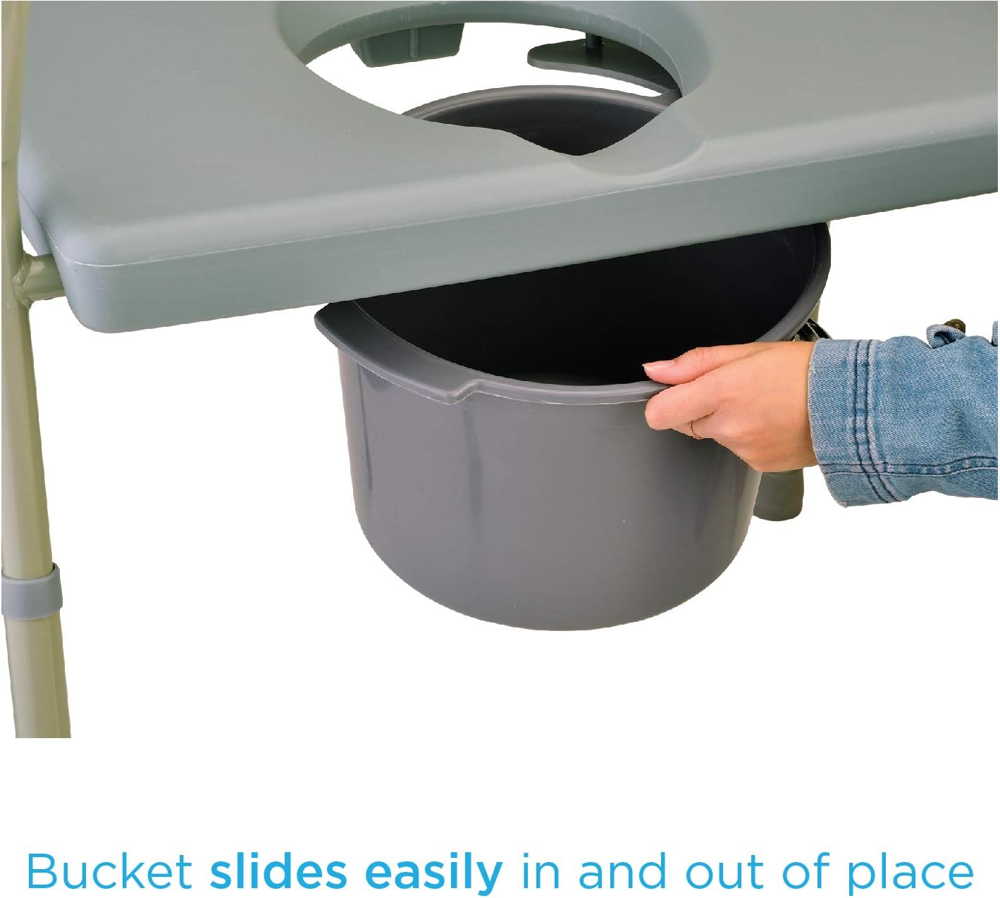 NOVA Heavy Duty Bedside Commode, Extra Wide Seat, 500 lb. Weight Capacity, Seat Height Adjustable, Stand Alone or Over Toilet Bariatric Commode, Grey