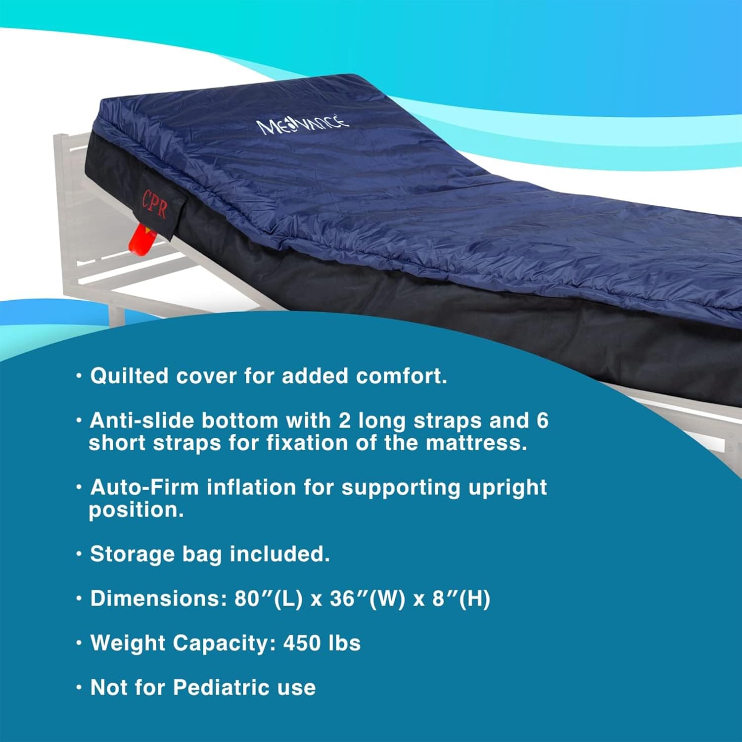 MedVance Medical Low Air Loss Mattress Replacement System with Alarm, 8 Inch with Quilted Cover Fully Digital with Remote Control, Firm Option - Blue, I Count (Pack of 1)