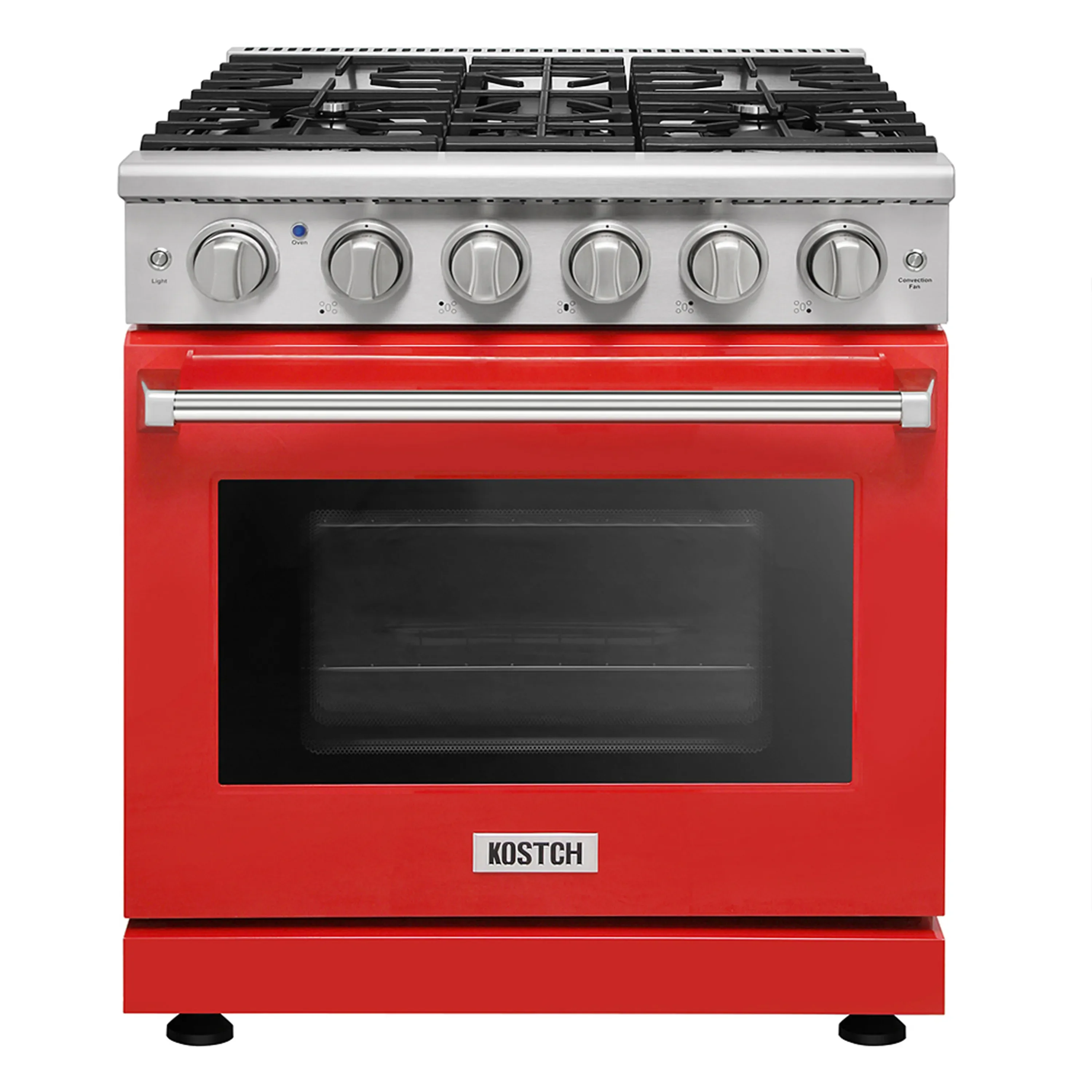 Kostch 30-Inch Gas Range with 5 Burners & 4.55 Cu. Ft. Convection Oven in Red (KOS-30RG03M-R)