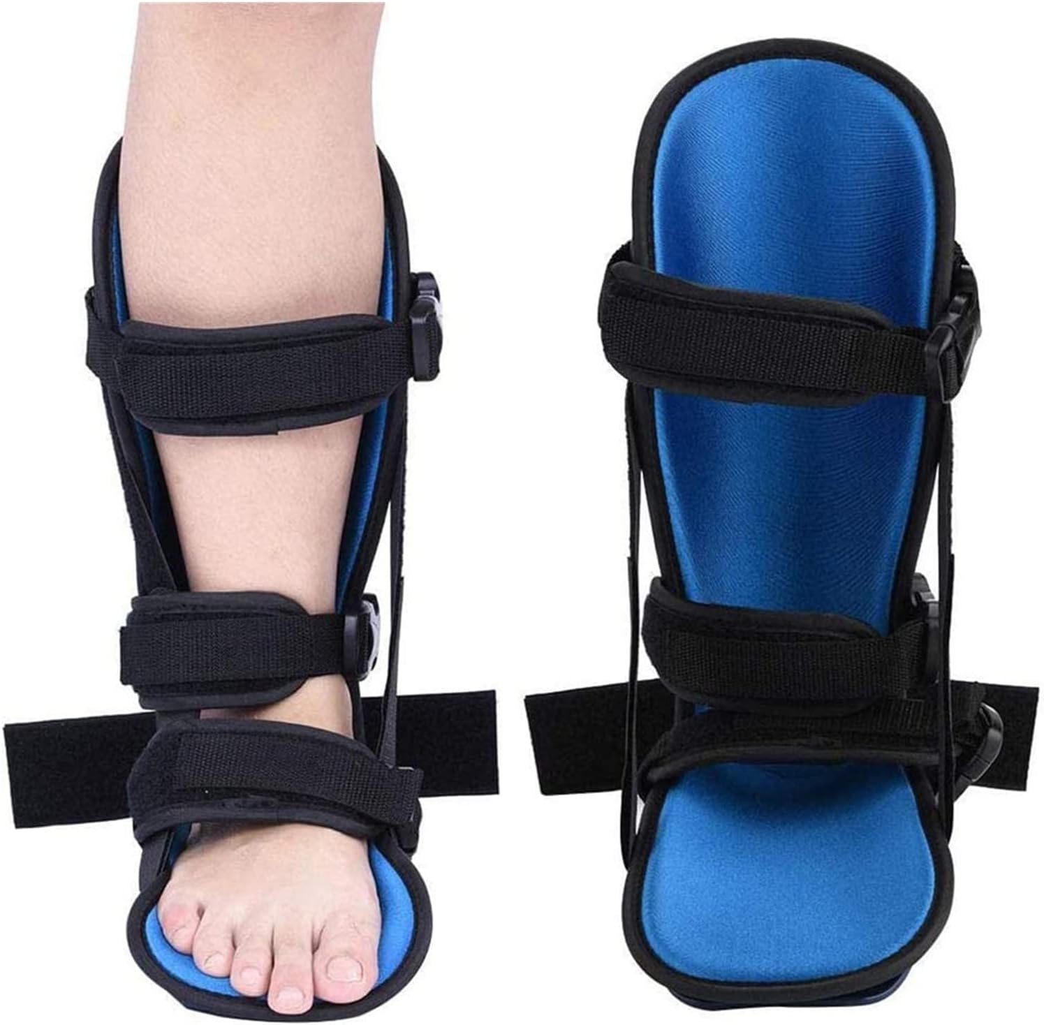 Plantar Fasciitis Splint Fixation Bracket Non-Slip Foot Drop Orthosis Brace Support Tool Tendonitis Brace Splint for Ankle Joint Fracture Recovery,Blue-Medium