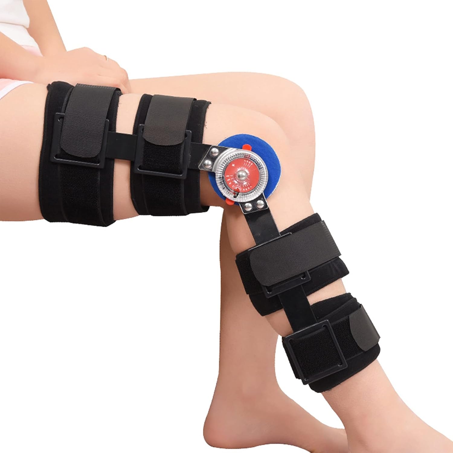 Hinged Knee Brace ROM Adjustable Post Op Knee Support for OSTE Arthritis Joint Injuries Orthopedic Rehab Post Op Recovery Immobilization Splint Medical Orthopedic ​Guard Protector,Small